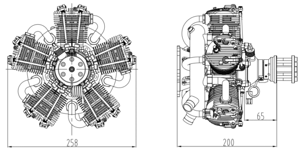 3I 150CC I5 five-cylinder star four-stroke UAV gasoline engine ...